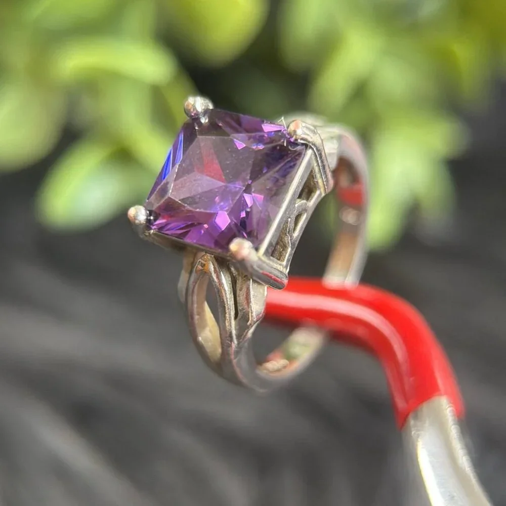 Princess Cut Amethyst Silver 925‎ Ring
